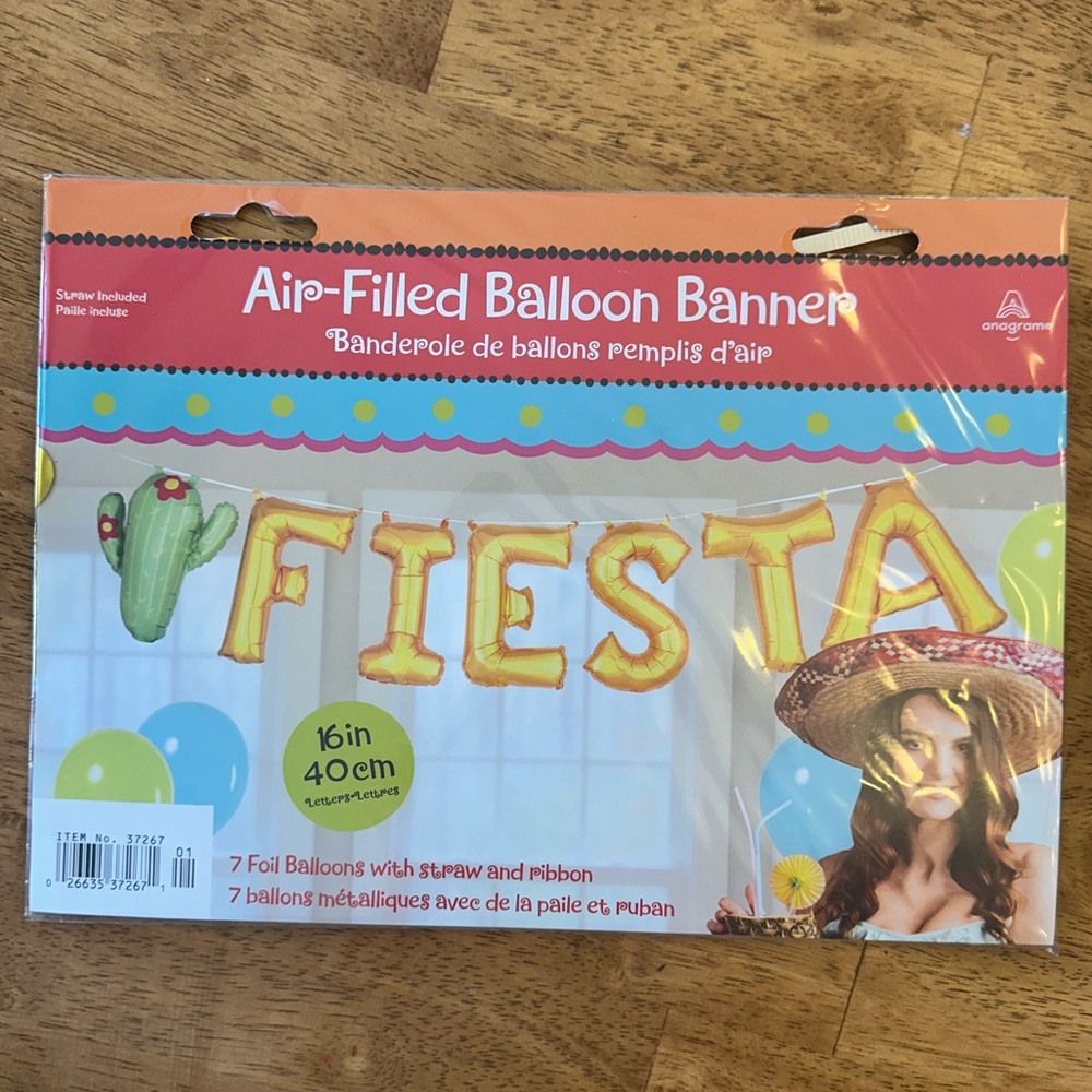 Gold "FIESTA" Air-Filled Balloon Banner
